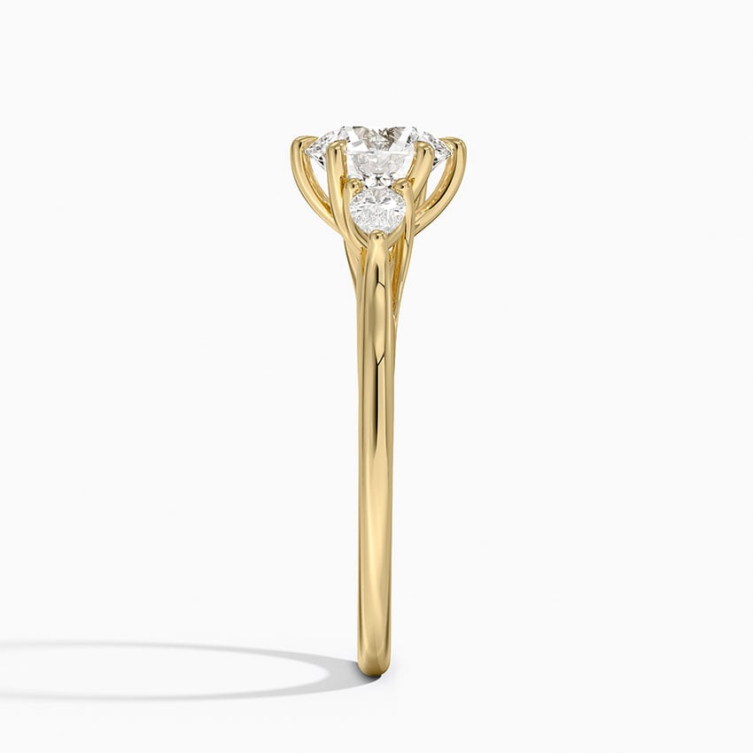 Delilah Three Stone Pear Diamond Ring (1/5 ct. tw.) Yellow Gold 18k Round Engagement Ring