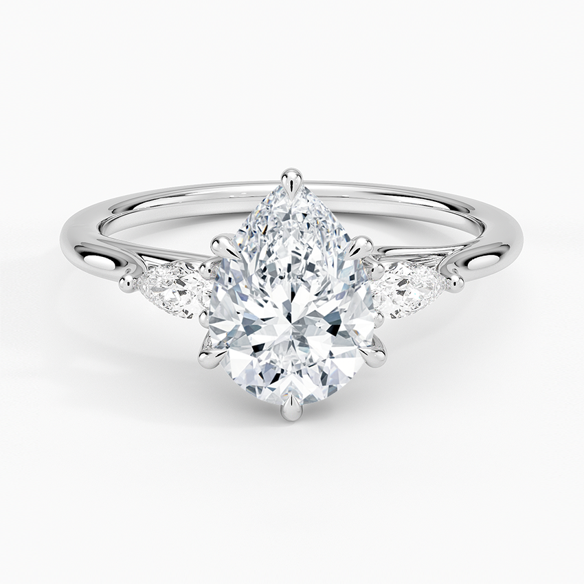 Delilah Three Stone Pear Diamond Ring (1/5 ct. tw.) Platinum Pear Engagement Ring