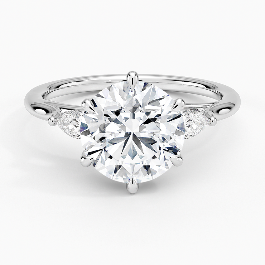 Delilah Three Stone Pear Diamond Ring (1/5 ct. tw.) Platinum Round Engagement Ring