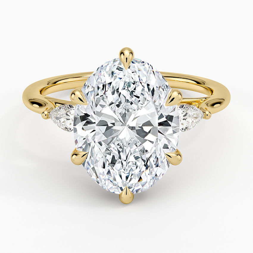 Delilah Three Stone Pear Diamond Ring (1/5 ct. tw.) Yellow Gold 18k Oval Engagement Ring