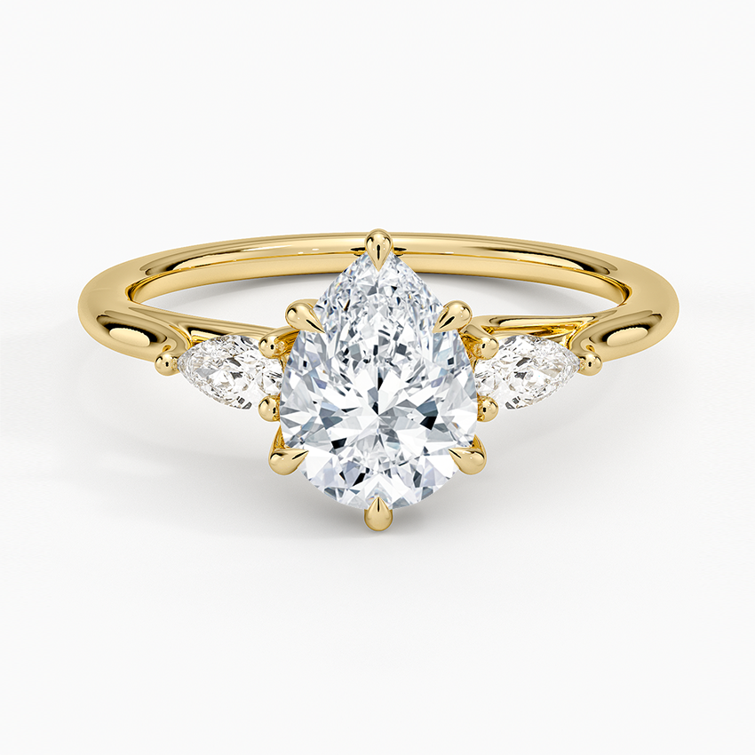 Delilah Three Stone Pear Diamond Ring (1/5 ct. tw.) Yellow Gold 18k Pear Engagement Ring
