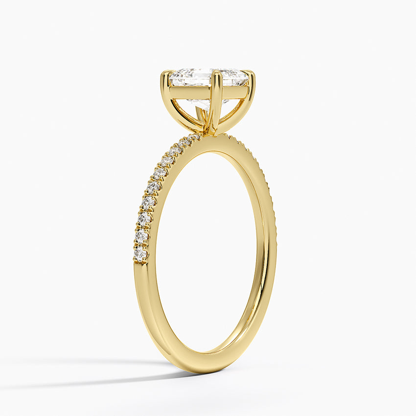 Perfect Fit Half Coverage Diamond Ring Yellow Gold 18k Asscher Engagement Ring