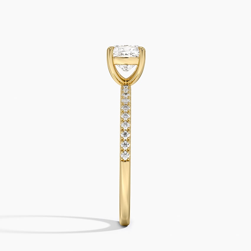 Perfect Fit Half Coverage Diamond Ring Yellow Gold 18k Cushion Engagement Ring