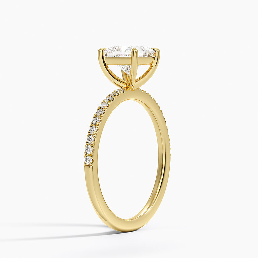 Perfect Fit Half Coverage Diamond Ring Yellow Gold 18k Princess Engagement Ring
