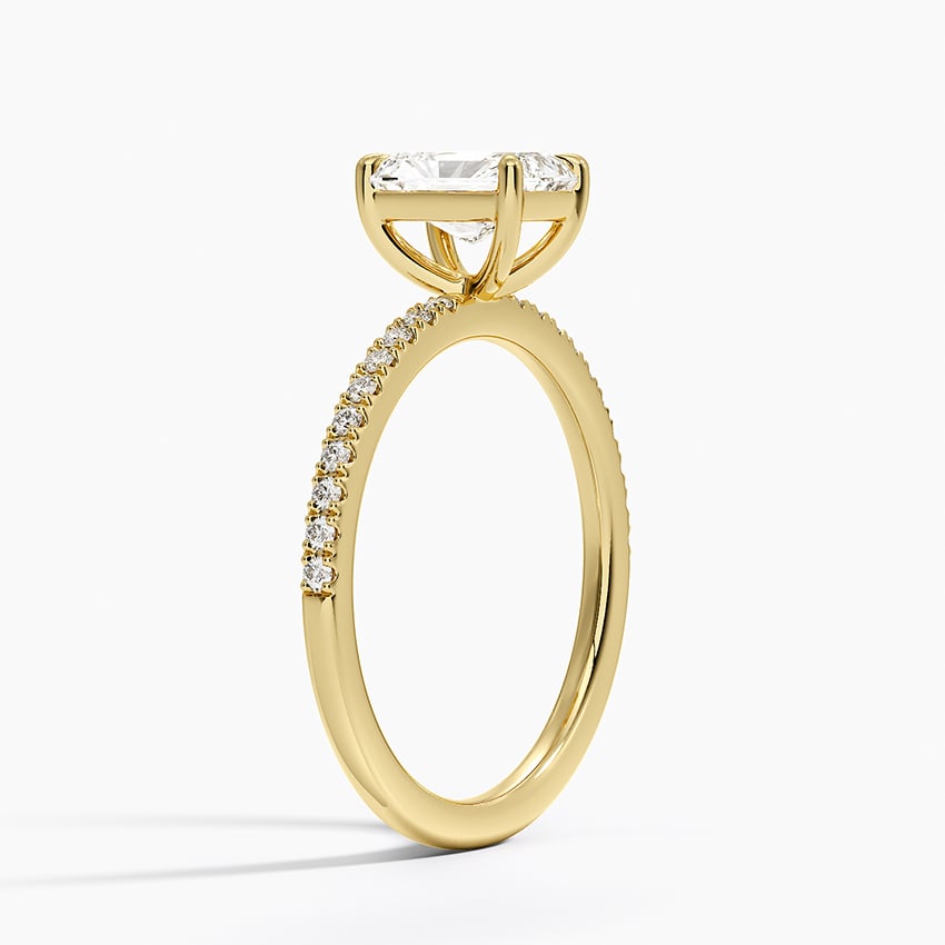 Perfect Fit Half Coverage Diamond Ring Yellow Gold 18k Radiant Engagement Ring