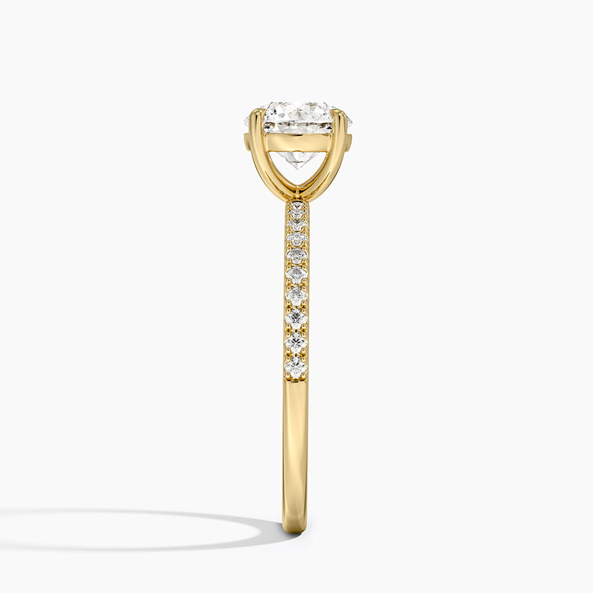 Perfect Fit Half Coverage Diamond Ring Yellow Gold 18k Round Engagement Ring