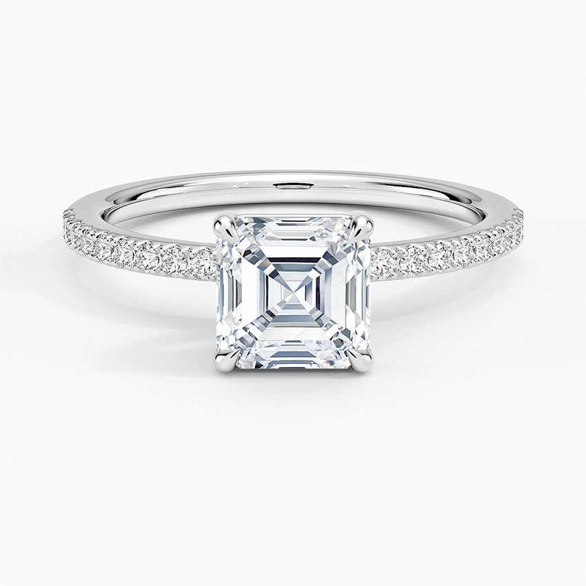 Perfect Fit Half Coverage Diamond Ring Platinum Asscher Engagement Ring