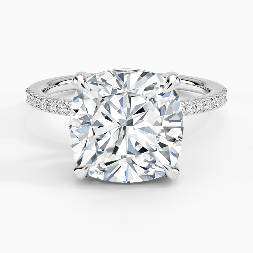 Perfect Fit Half Coverage Diamond Ring Platinum Cushion Engagement Ring