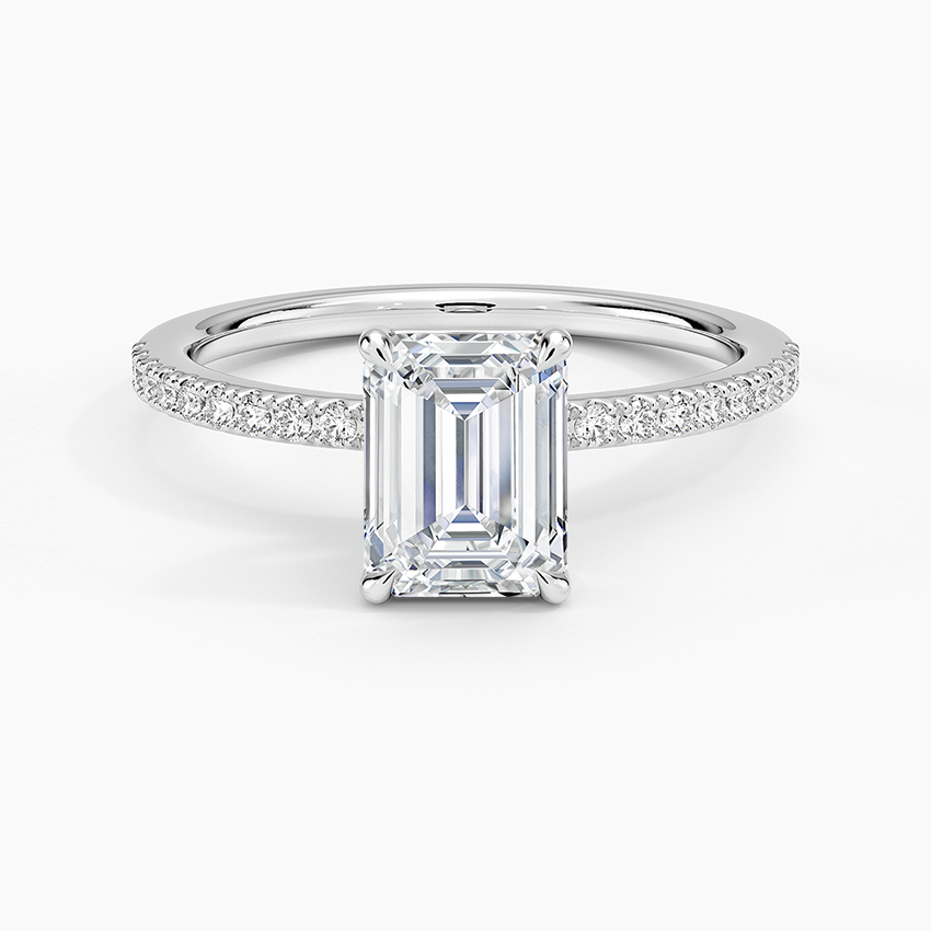 Perfect Fit Half Coverage Diamond Ring Platinum Emerald Engagement Ring