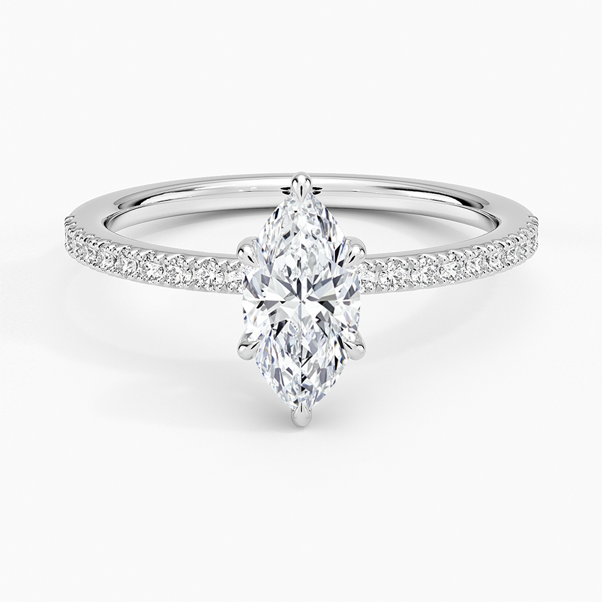Perfect Fit Half Coverage Diamond Ring Platinum Marquise Engagement Ring