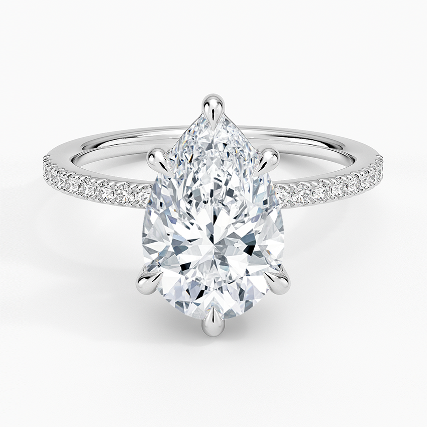 Perfect Fit Half Coverage Diamond Ring Platinum Pear Engagement Ring