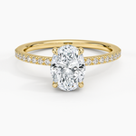 Perfect Fit Half Coverage Diamond Ring Yellow Gold 18k Oval Engagement Ring