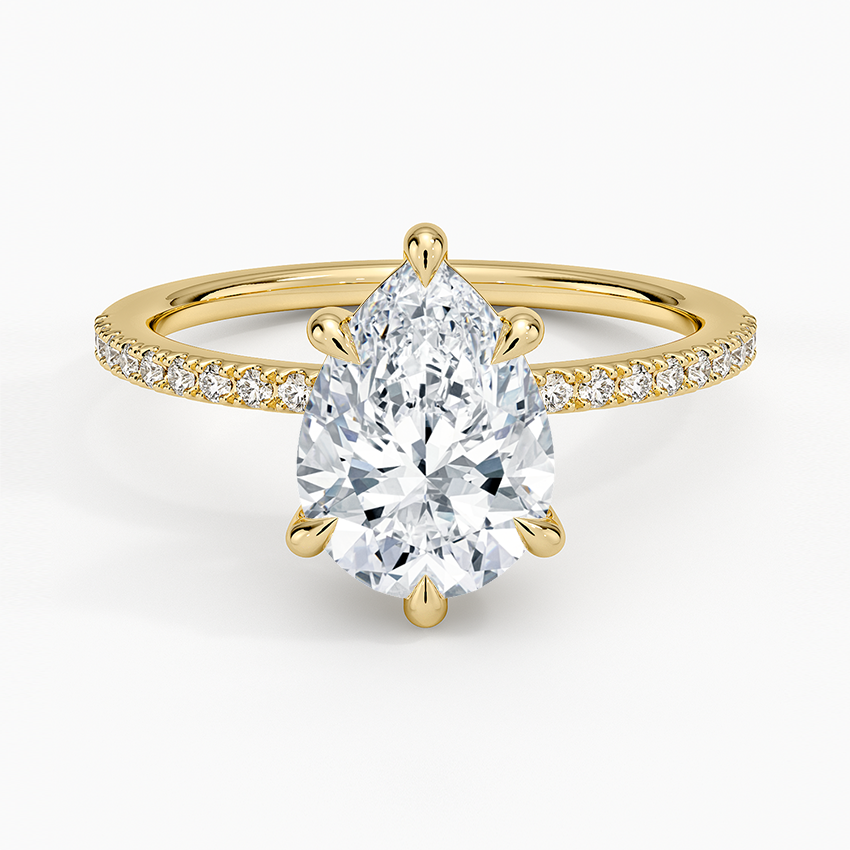 Perfect Fit Half Coverage Diamond Ring Yellow Gold 18k Pear Engagement Ring