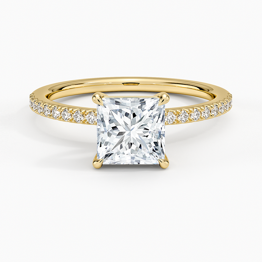 Perfect Fit Half Coverage Diamond Ring Yellow Gold 18k Princess Engagement Ring