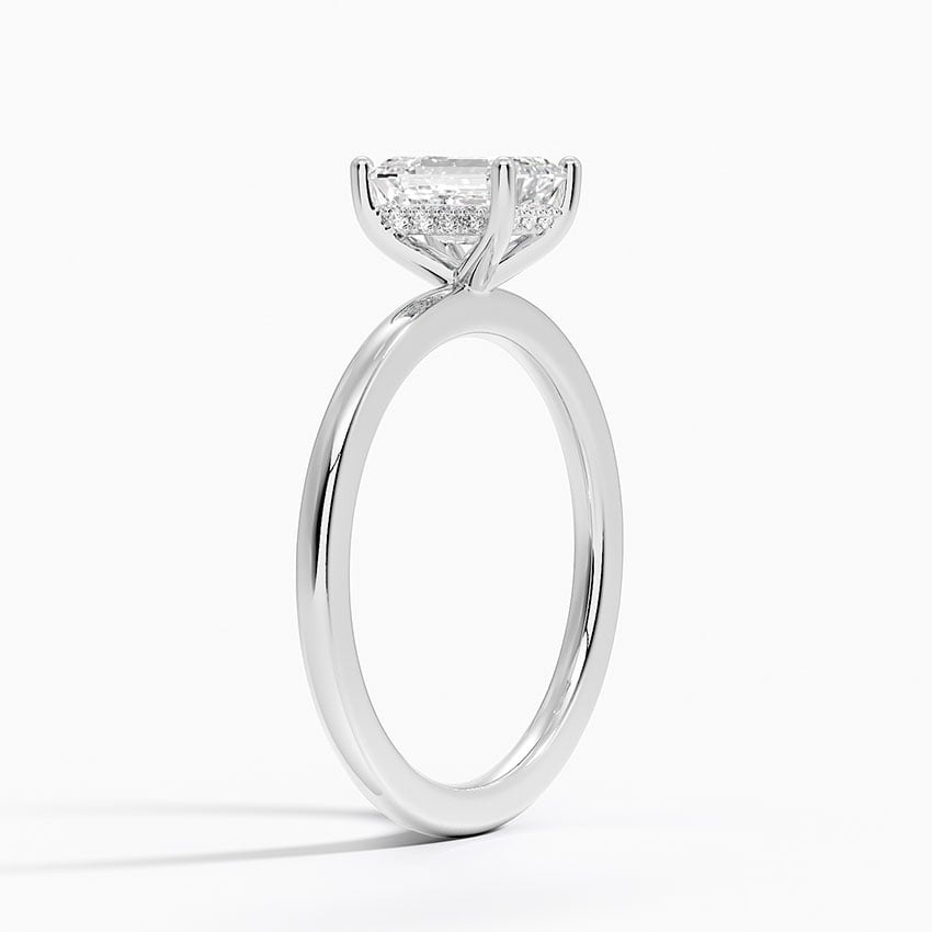 Sydney Perfect Fit Hidden Halo Diamond Ring Platinum Emerald Engagement Ring