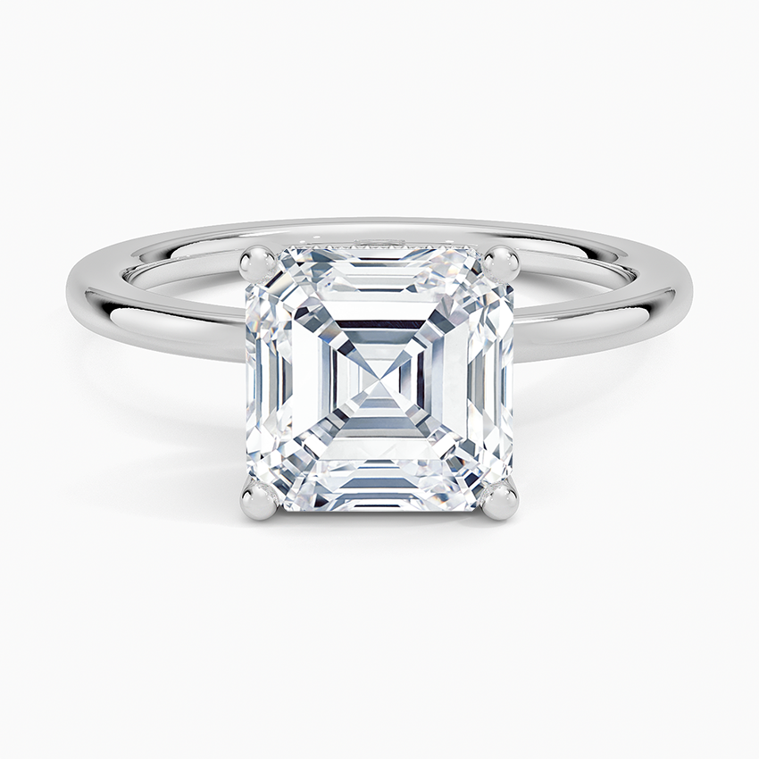 Sydney Perfect Fit Hidden Halo Diamond Ring Platinum Asscher Engagement Ring