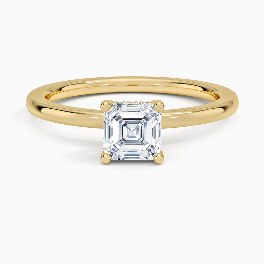 Sydney Perfect Fit Hidden Halo Diamond Ring Yellow Gold 18k Asscher Engagement Ring