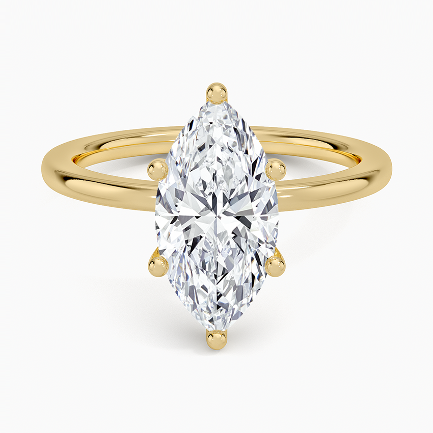 Sydney Perfect Fit Hidden Halo Diamond Ring Yellow Gold 18k Marquise Engagement Ring