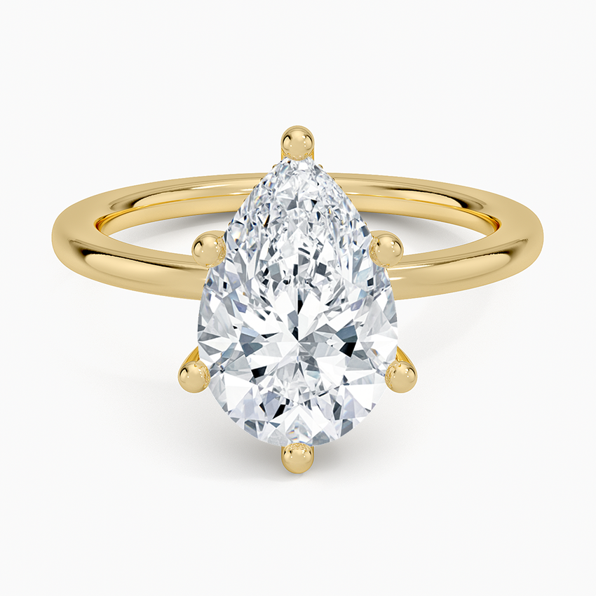 Sydney Perfect Fit Hidden Halo Diamond Ring Yellow Gold 18k Pear Engagement Ring