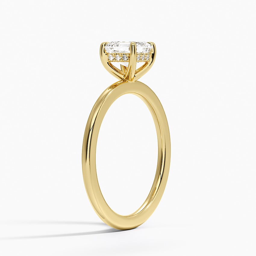 Audrey Perfect Fit Hidden Halo 1.4mm Diamond Ring Yellow Gold 18k Asscher Engagement Ring