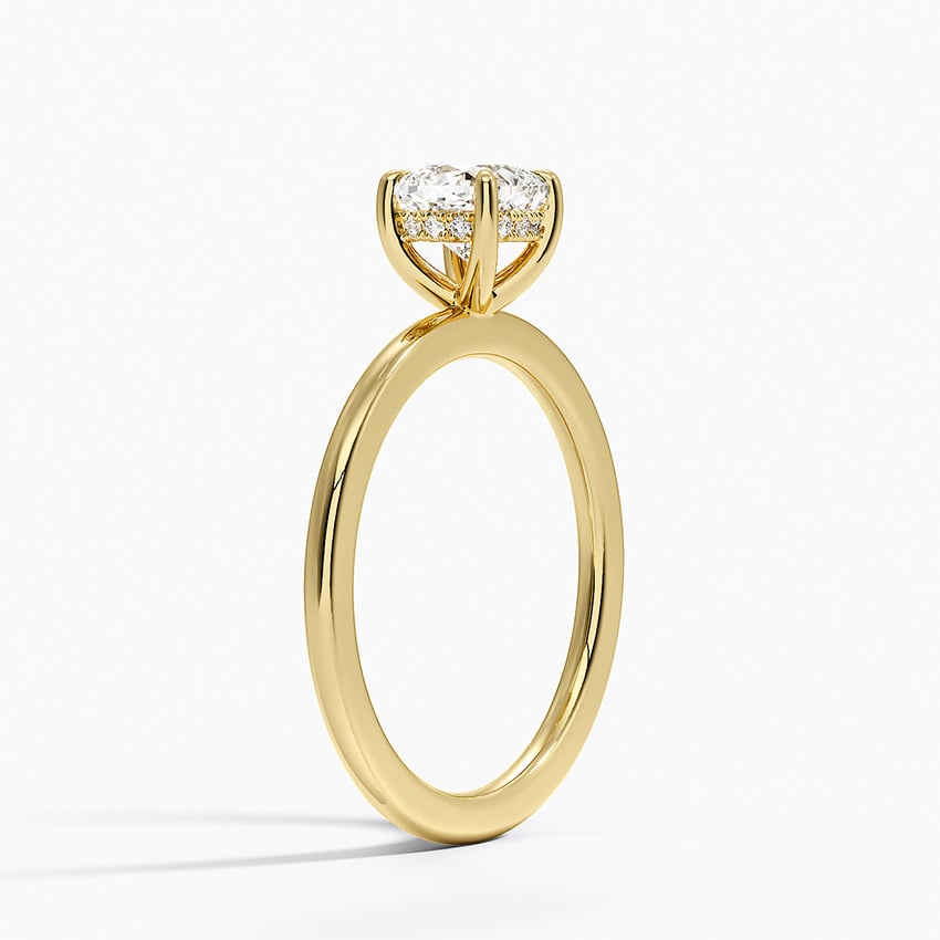 Audrey Perfect Fit Hidden Halo 1.4mm Diamond Ring Yellow Gold 18k Cushion Engagement Ring