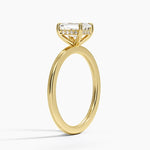 Audrey Perfect Fit Hidden Halo 1.4mm Diamond Ring Yellow Gold 18k Emerald Engagement Ring