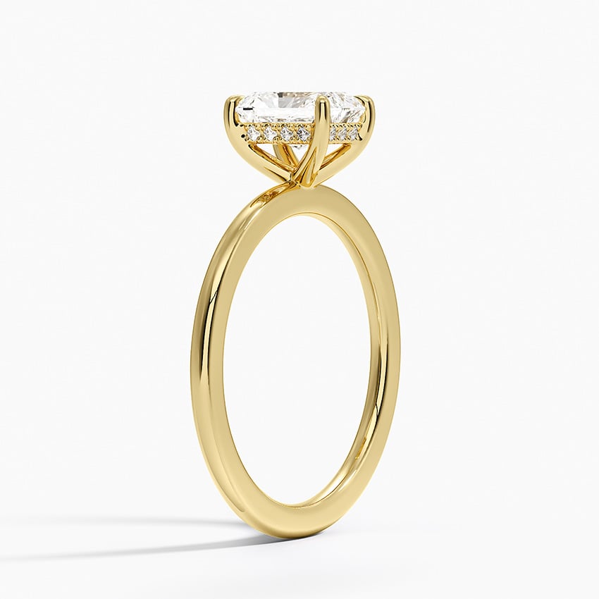 Audrey Perfect Fit Hidden Halo 1.4mm Diamond Ring Yellow Gold 18k Radiant Engagement Ring