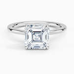 Audrey Perfect Fit Hidden Halo 1.4mm Diamond Ring Platinum Asscher Engagement Ring