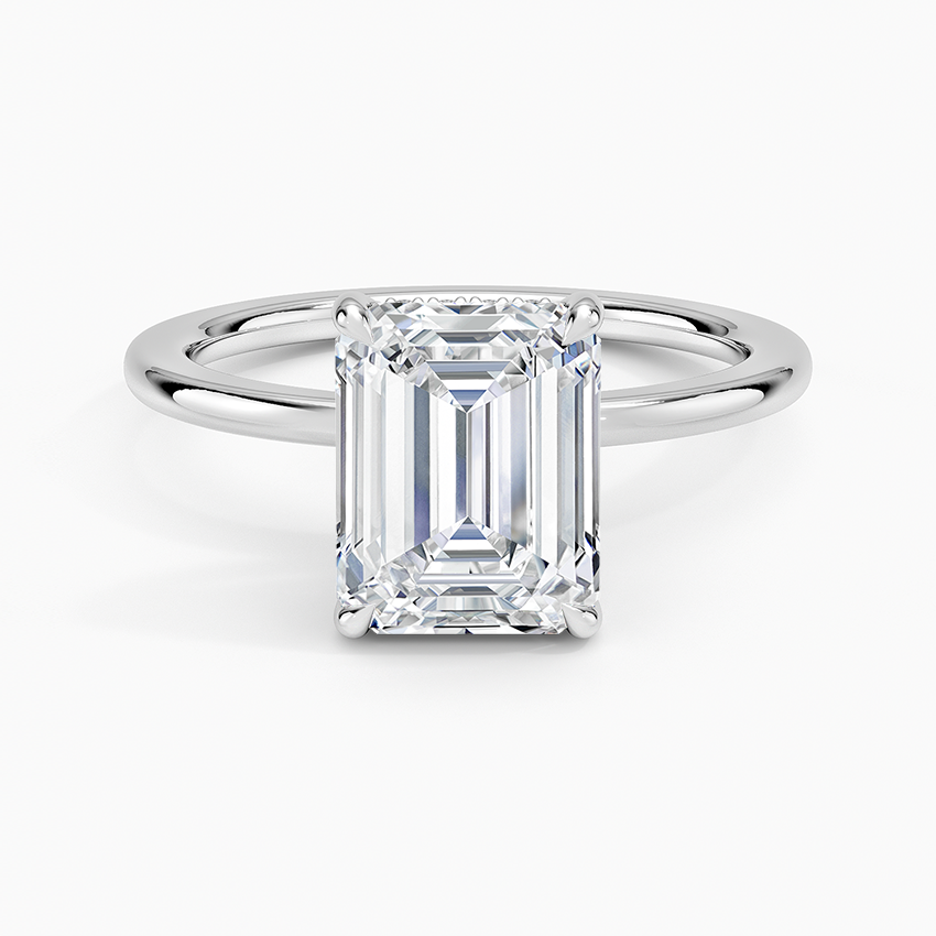 Audrey Perfect Fit Hidden Halo 1.4mm Diamond Ring Platinum Emerald Engagement Ring
