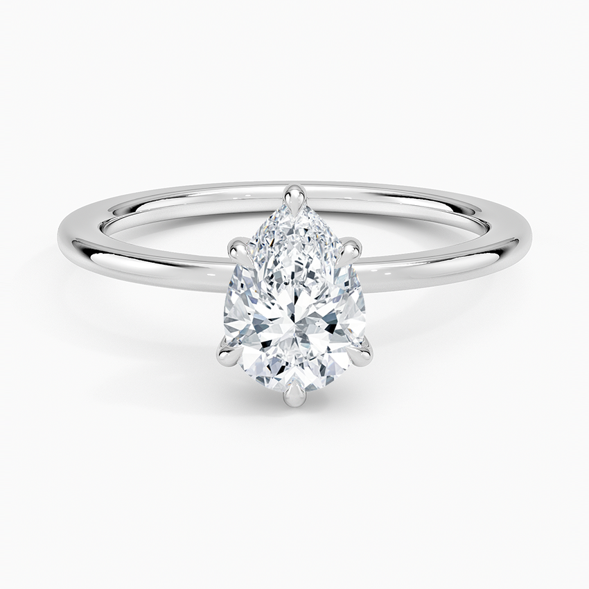 Audrey Perfect Fit Hidden Halo 1.4mm Diamond Ring Platinum Pear Engagement Ring