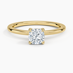 Audrey Perfect Fit Hidden Halo 1.4mm Diamond Ring Yellow Gold 18k Cushion Engagement Ring