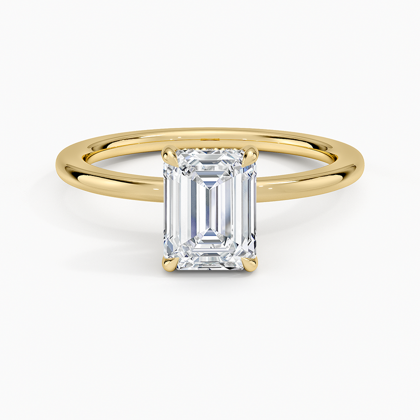 Audrey Perfect Fit Hidden Halo 1.4mm Diamond Ring Yellow Gold 18k Emerald Engagement Ring