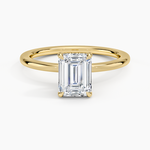 Audrey Perfect Fit Hidden Halo 1.4mm Diamond Ring Yellow Gold 18k Emerald Engagement Ring
