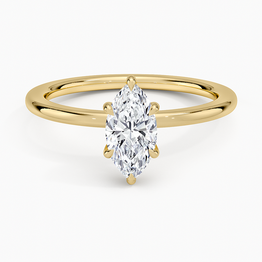 Audrey Perfect Fit Hidden Halo 1.4mm Diamond Ring Yellow Gold 18k Marquise Engagement Ring