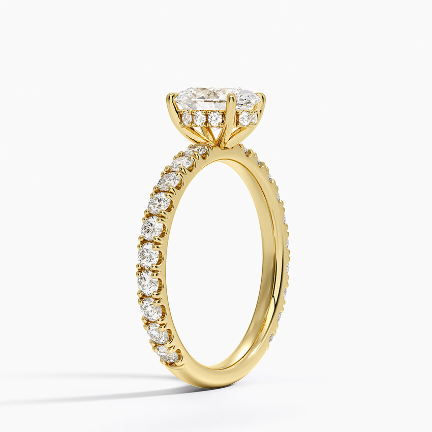 Grand Perfect Fit Three-Quarter Diamond Ring Yellow Gold 18k Oval Engagement Ring