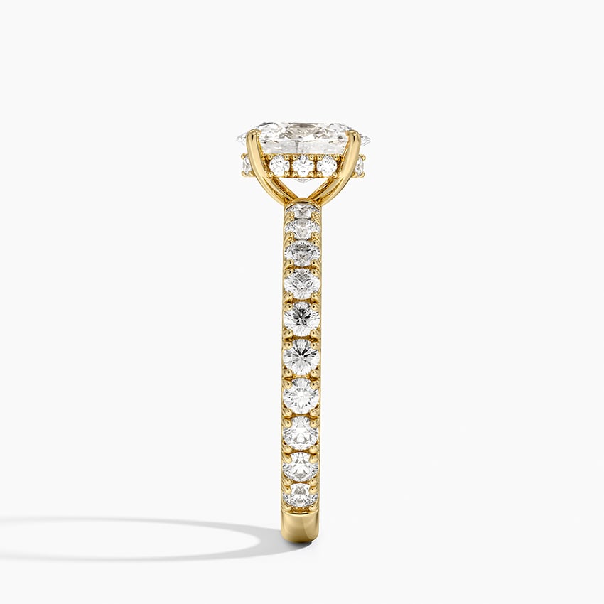 Grand Perfect Fit Three-Quarter Diamond Ring Yellow Gold 18k Oval Engagement Ring