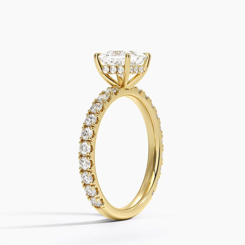 Grand Perfect Fit Three-Quarter Diamond Ring Yellow Gold 18k Princess Engagement Ring