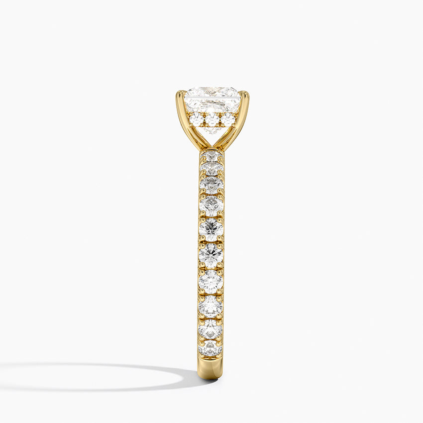 Grand Perfect Fit Three-Quarter Diamond Ring Yellow Gold 18k Princess Engagement Ring