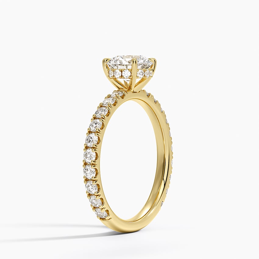 Grand Perfect Fit Three-Quarter Diamond Ring Yellow Gold 18k Round Engagement Ring