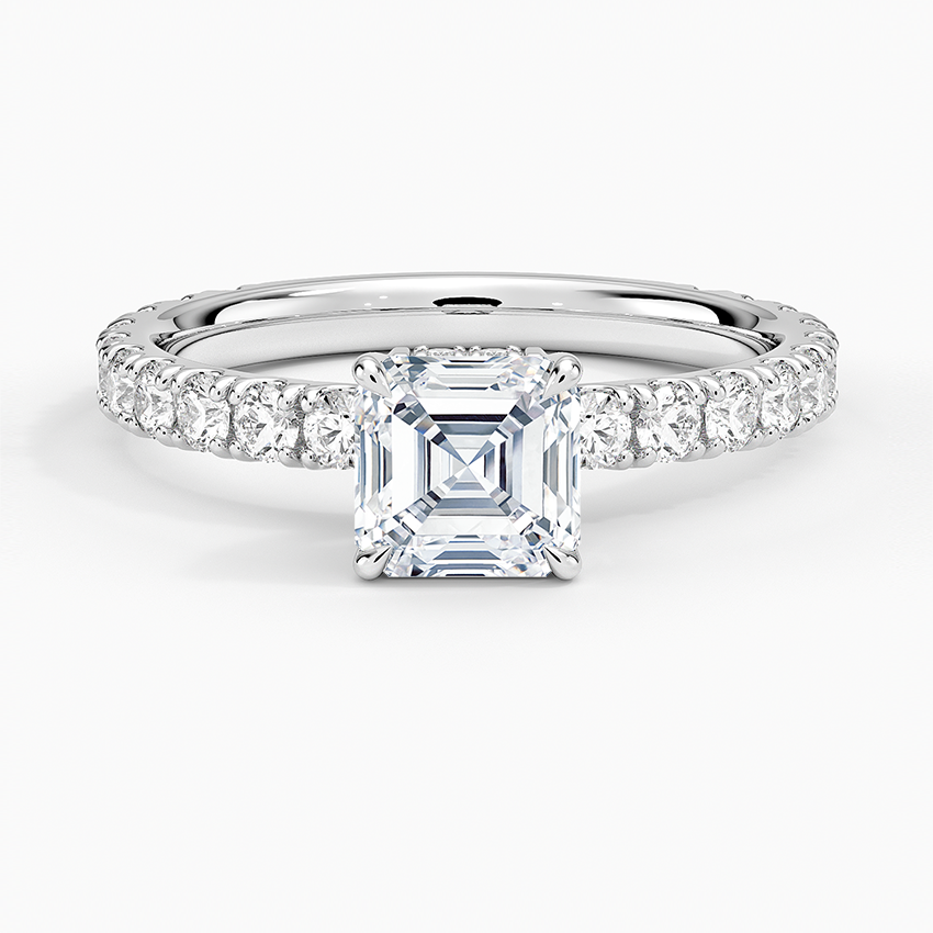 Grand Perfect Fit Three-Quarter Diamond Ring Platinum Asscher Engagement Ring