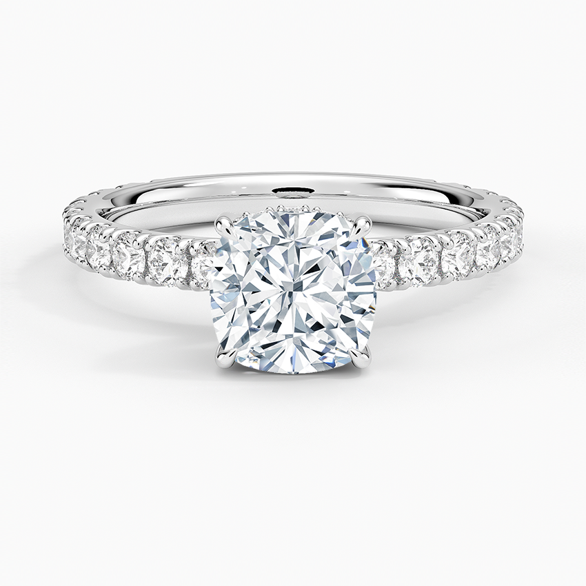 Grand Perfect Fit Three-Quarter Diamond Ring Platinum Cushion Engagement Ring