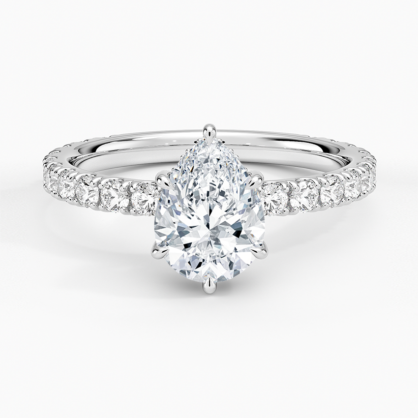 Grand Perfect Fit Three-Quarter Diamond Ring Platinum Pear Engagement Ring