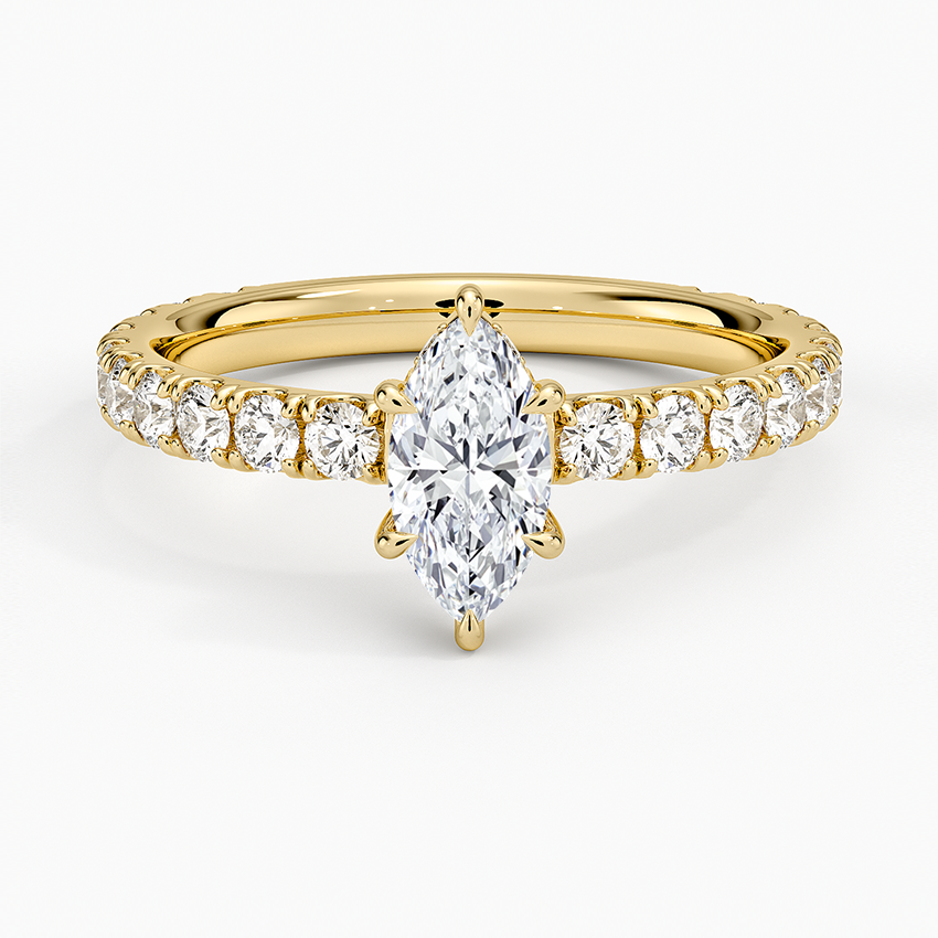 Grand Perfect Fit Three-Quarter Diamond Ring Yellow Gold 18k Marquise Engagement Ring