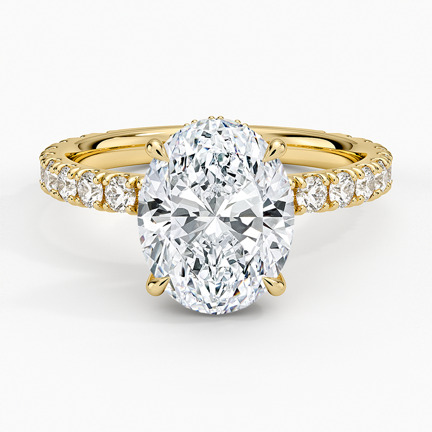 Grand Perfect Fit Three-Quarter Diamond Ring Yellow Gold 18k Oval Engagement Ring