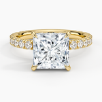Grand Perfect Fit Three-Quarter Diamond Ring Yellow Gold 18k Princess Engagement Ring