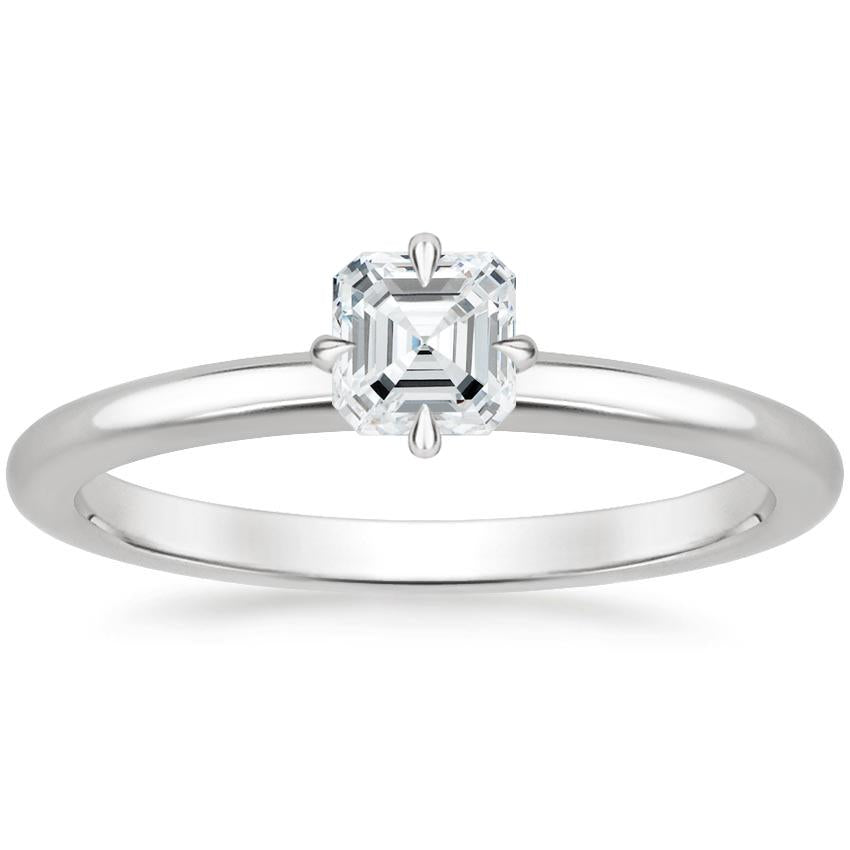 North Star Solitaire Engagement Ring 18K White Gold AS
