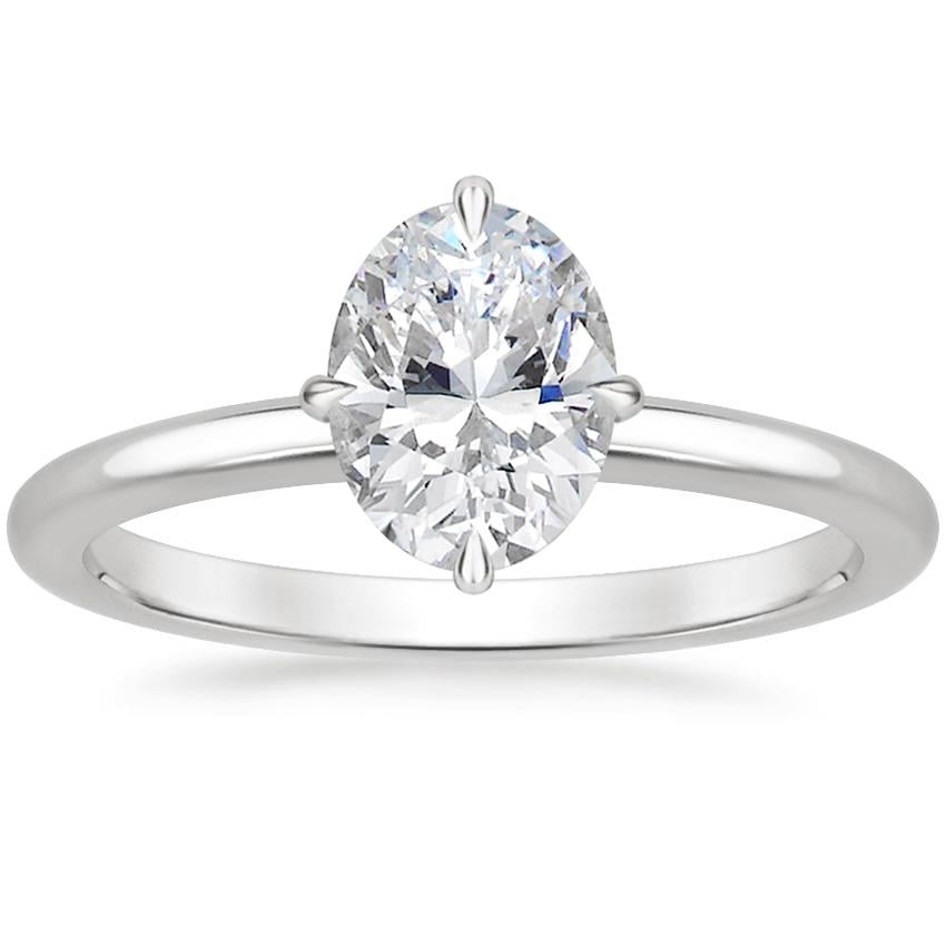 North Star Solitaire Engagement Ring 18K White Gold OV