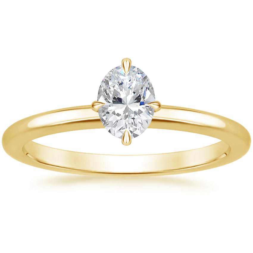 North Star Solitaire Engagement Ring 18K Yellow Gold OV
