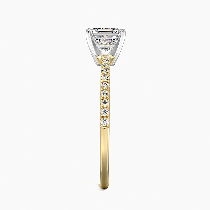 Ballad Half Coverage Diamond Ring (1/8 ct. tw.) Yellow Gold 18k Asscher Engagement Ring