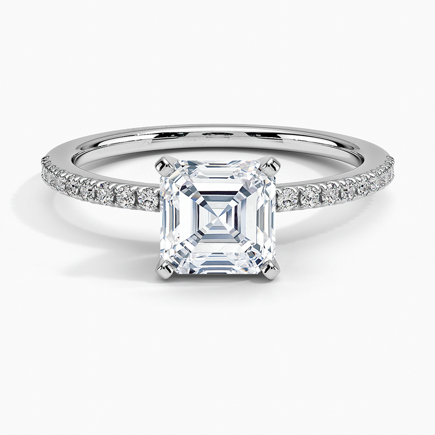 Ballad Half Coverage Diamond Ring (1/8 ct. tw.) Platinum Asscher Engagement Ring
